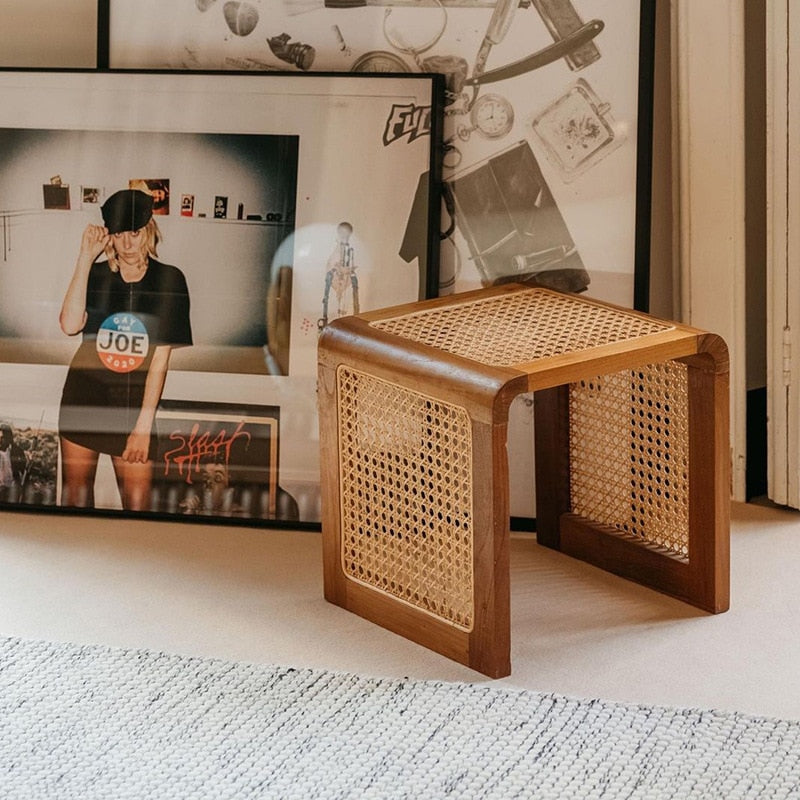 SkandiShop Rattan Small Square Table